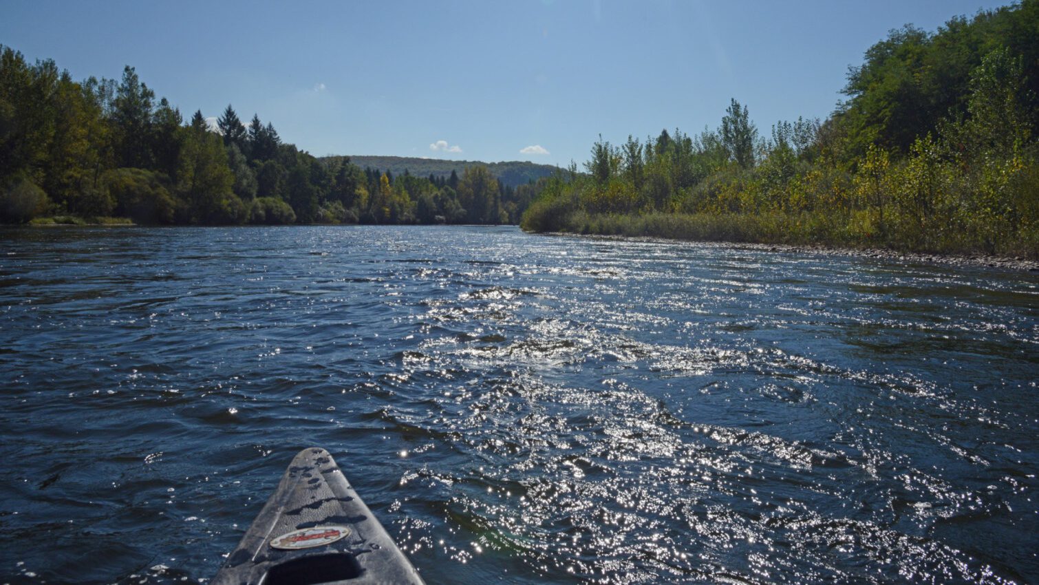 Blick vom Kanu auf die Dordogne